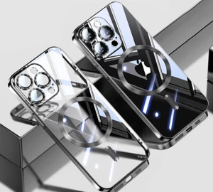 Ultra Thin Plating Clear Magnetic Cover Case For Iphone 16 Pro Max 15 14 13 12 - Photo 1 sur 12