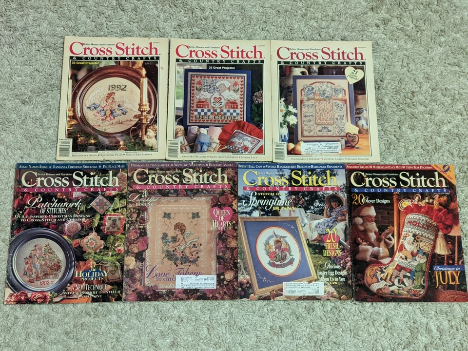 Lot 7 Better Homes & Gardens Cross Stitch & Country Crafts Magazine 1992 - 1994 Foto 1 de 4