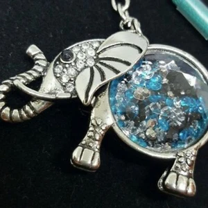 Silver Elephant Key Chain Purse Handbag Charm aqua blue 5" NWT - Picture 1 of 5