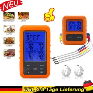 Digital Bratenthermometer Funk Grillthermometer Fleisch-Thermometer mit 4-Fühler - Bild 1 von 13