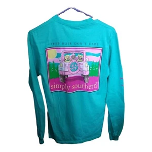 Simply Southern  Women's  Jeep Hair Don't Care Green S Dogs Sun Love - Picture 1 of 5