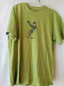 Camiseta Life is Good Hombre Talla S Verde Guisante Mangas Cortas Jake Jugando Hockey Algodón - Imagen 1 de 5