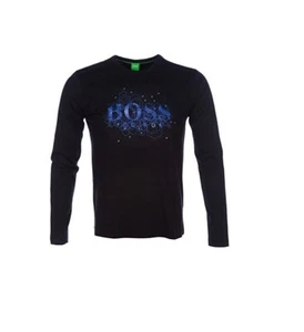 New Hugo Boss mens black long sleeve stretch thin casual t-shirt top Medium £79 - Picture 1 of 9