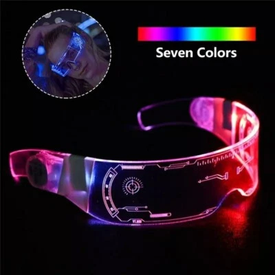 Gafas Visera de Luz LED Colorido 7 Colores Cosplay Futurista Caja Noche Foto 1 de 4