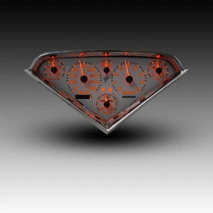 1955-1959 Chevy Truck Analog Gauge Cluster White Faceplate Backlit ORANGE - Picture 1 of 12