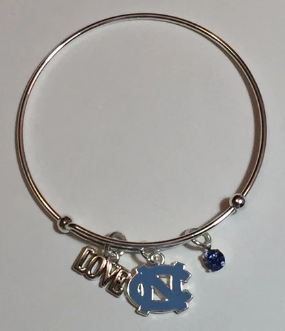 New Love North Carolina Tar Heels Wire Bangle Charm Bracelet, Gift for Her Mom Cover
