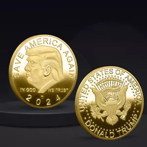 1 Pcs Commemorative Coin 2024 Donald Trump Plated EAGLE President SAVE Gold - Picture 1 of 5