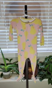 Carter's Light Pink Bodysuit Pink Yellow Fruit Pear Cotton Footie Pajamas 18M - Picture 1 of 3