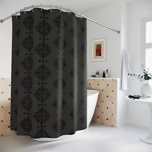 Gray and Black Vintage Paisley Style Shower Curtain - Chic & Elegant Bath Decor - Picture 1 of 5