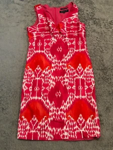 Jones New York Dress Womens 8P Sleeveless Sheath V Neck Tie Front Pink Pattern - Picture 1 of 5