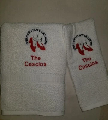 ИНДИВИДУАЛЬНЫЙ НАБОР БАННЫХ ПОЛОТЕНЕЦ WIZARD OF OZ THERES NO PLACE LIKE HOME С ВЫШИВКОЙ 2 ШТ. - Изображение 1 из 2