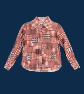 1970s Childrens Dog Ear Collar Button Down Shirt True Vintage - Picture 1 of 6