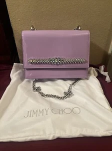Jimmy Choo PURPLE Bing Bohemia Pat Embellished Leather Shoulder Bag - Picture 1 of 2