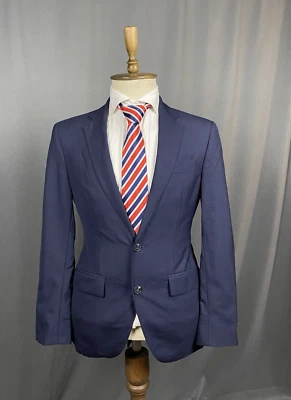 Hackett Hombre Azul Lana Slim Blazer Chaqueta Abrigo Deportivo Talla 38R/48R - Imagen 1 de 4