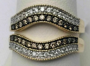 2 Ct Round Simulated Brown Diamond Enhancer Wedding Ring 14k Yellow Gold Plated - Picture 1 of 4