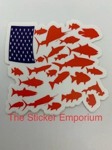 Fishing Fish Flag Sticker ~ Water Bottle ~ Laptop ~ Tumbler ~ Vinyl Car Decal - Picture 1 of 1