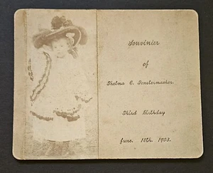 Cute Girl 1903 3RD BIRTHDAY PARTY Invitation BIG HAT Thelma Fenstermacher WOW!! - Picture 1 of 2