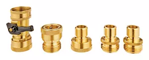 Living Accents Solid Brass Garden Hose Quick Disconnect System 5 pc Set - Picture 1 of 1