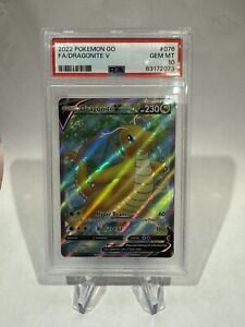 Pokémon TCG Dragonite V (Full Art) Pokemon GO 076/078 Holo Ultra Rare PSA 10!