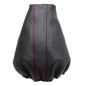 SEAT ALHAMBRA (2011-2018) Cuffia Leva Cambio 100% Vera Pelle - Cuciture Rosso - Picture 1 of 1