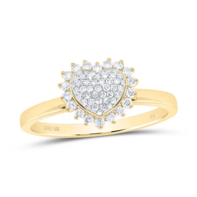 Diamond Heart Cluster Ring 10K Yellow Gold 1/3 Cttw Halo Accent Diamonds - Image 1 of 2