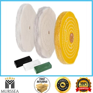 Buffing Wheel And Polishing Compound Kit Complete For Bench Grinder 6 Inch 3-PCS - Picture 1 of 8