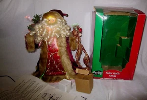 12" Fiber Optic Santa Claus Table top Tree Topper Changing Lights wBox Sterling - Picture 1 of 24