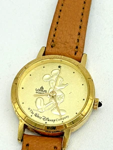 Mickey Mouse Gold Coin Dial Disney Lorus V811-1410 Ladies Wrist Watch Vintage - Picture 1 of 8