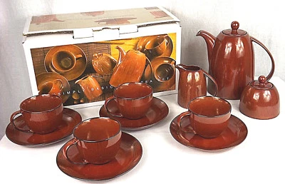 NUEVO Juego de té de gres Gourmet Expressions 13 piezas - Sienna Color Cobre - NUEVO  Foto 1 de 4