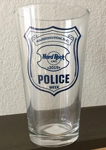 2019 HARD ROCK CAFE WASHINGTON DC POLICE WEEK BADGE 20 OZ PINT GLASS - Picture 1 of 2