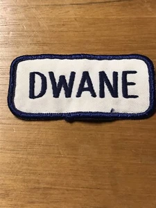 Vintage Custom Name Patch DWANE Mechanic Shirt Work Uniform Blue & White - Picture 1 of 6