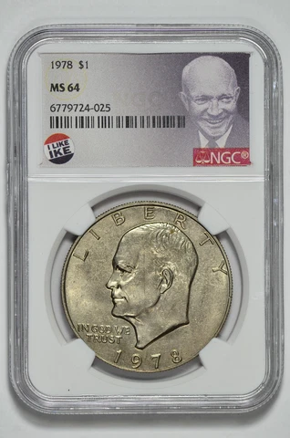 1978 $1 Eisenhower Dollar NGC MS 64 Cover