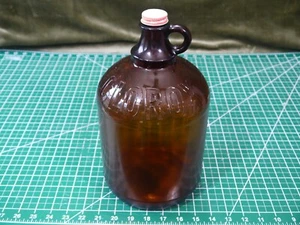 Embossed & Textured Glass Bottle Brown Amber Clorox Gallon Finger Jug & Cap #1 - Picture 1 of 9