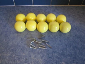 10 VINTAGE PORCELAIN OR CERAMIC YELLOW ROUND DRESSER DRAWER PULLS 1 1/2"T JAPAN - Picture 1 of 8