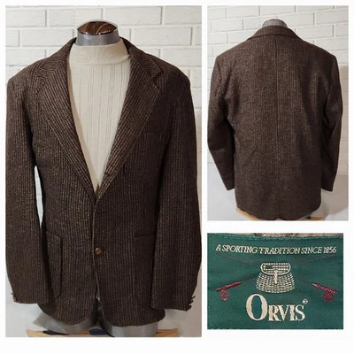 Vintage Orvis Wool Browns Tweed Blazer Jacket Mens Size Large - Image 1 of 4