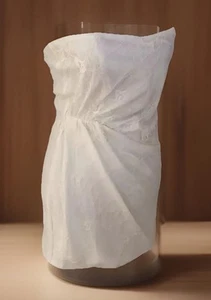 RARE LABEL Strapless Ivory Lace Stretch Pleated Mini Dress. Size 8. GUC - Picture 1 of 6