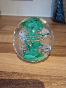 Hand Blown Glass Paperweight Green - Picture 1 of 4