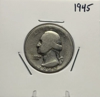 1945 Washington Quarter, 90% Silver, Nice, Low Mintage! 🔥 - Image 1 of 2