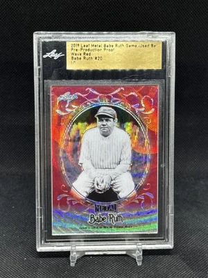 Babe Ruth 2019 Leaf Metal Pre Production Proof 1/1 Red Wave #20 - Image 1 of 2