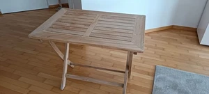 Massiver Teak-Holz Tisch unbehandelt, klappbar B 90, T 60, H 76cm - Bild 1 von 6