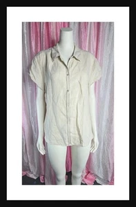 Old Navy Beige 100% Linen Short Sleeve Button-Up Top Size 2X - Picture 1 of 8