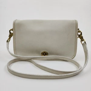 Vintage 80s Coach White Leather Penny Pocket Crossbody Bag Made in USA - Picture 1 of 10