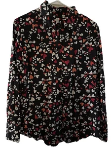 Schöne Langarm-Bluse Damen Größe 2 Chico's Herzdesign mit Knöpfen - Bild 1 von 8