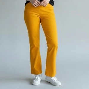 Pantalones Retro Goldenrod Texturizados Poliéster Cintura Elástica Pierna Recta Calce - Imagen 1 de 5