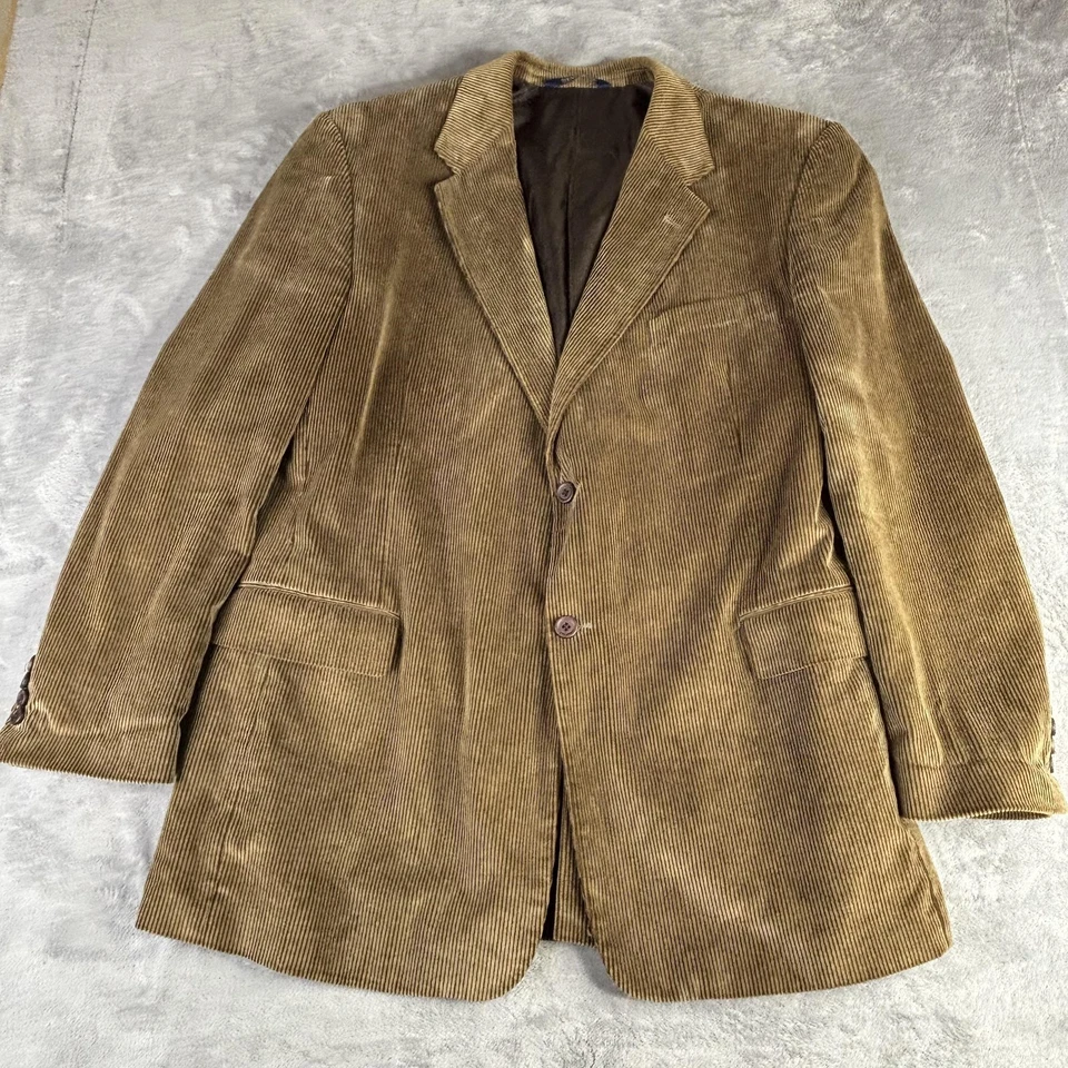 Stafford Blazer Mens 48L Brown Corduroy Two Button Notch Lapel Sport Coat Lined - Image 1 of 4