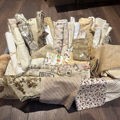 🤍 Cream, White & Patterned Fabric Bundle Sewing, Quilting, Craft 5kg + - Image 1 of 4