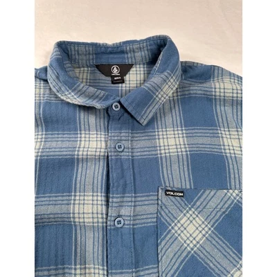 Volcom Mens Flannel Shirt Blue Plaid Long Sleeve Casual Button Down Size M - Image 1 of 4