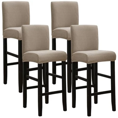  Bar Stool Covers Set of 4, Stretch Washable Barstool Seat Covers 4PCS S1-khaki - Image 1 of 4