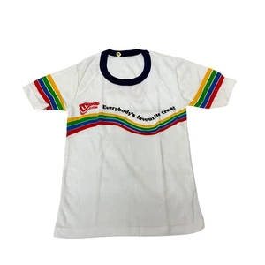 Vintage Kinder Trebor Everybody's Favourite Treat T-Shirt Regenbogen Ärmel Borte S - Bild 1 von 6