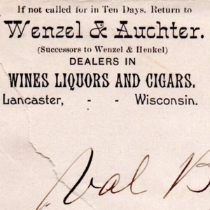 RARE 1894 Blatz Brewing Wenzel Auchter Postal Cover Envelope Ad Lancaster WI - Picture 1 of 4